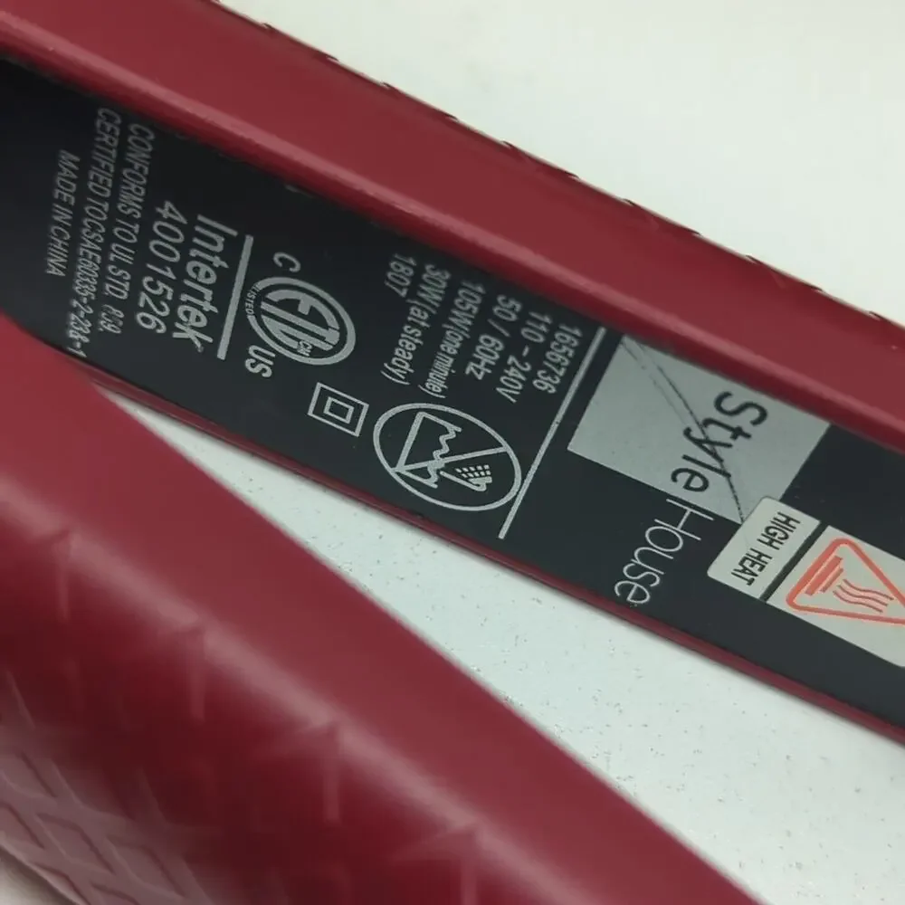 Style house 1656736 Black/Red‎ Professional Hair Styling Flat Iron 1.25" W/Base - Picture 4 of 9